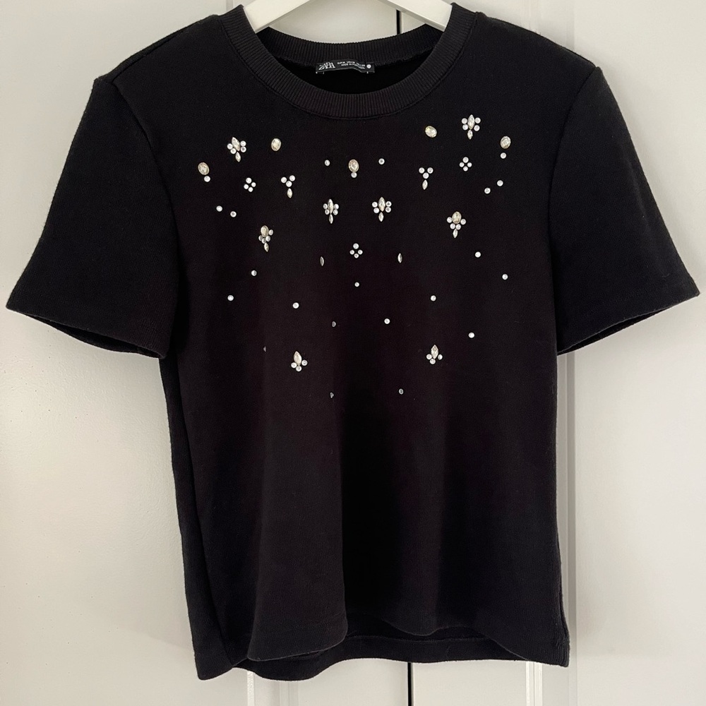 Zara Black Jeweled Top